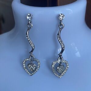Heart Drop crystal lined pierced Earrings